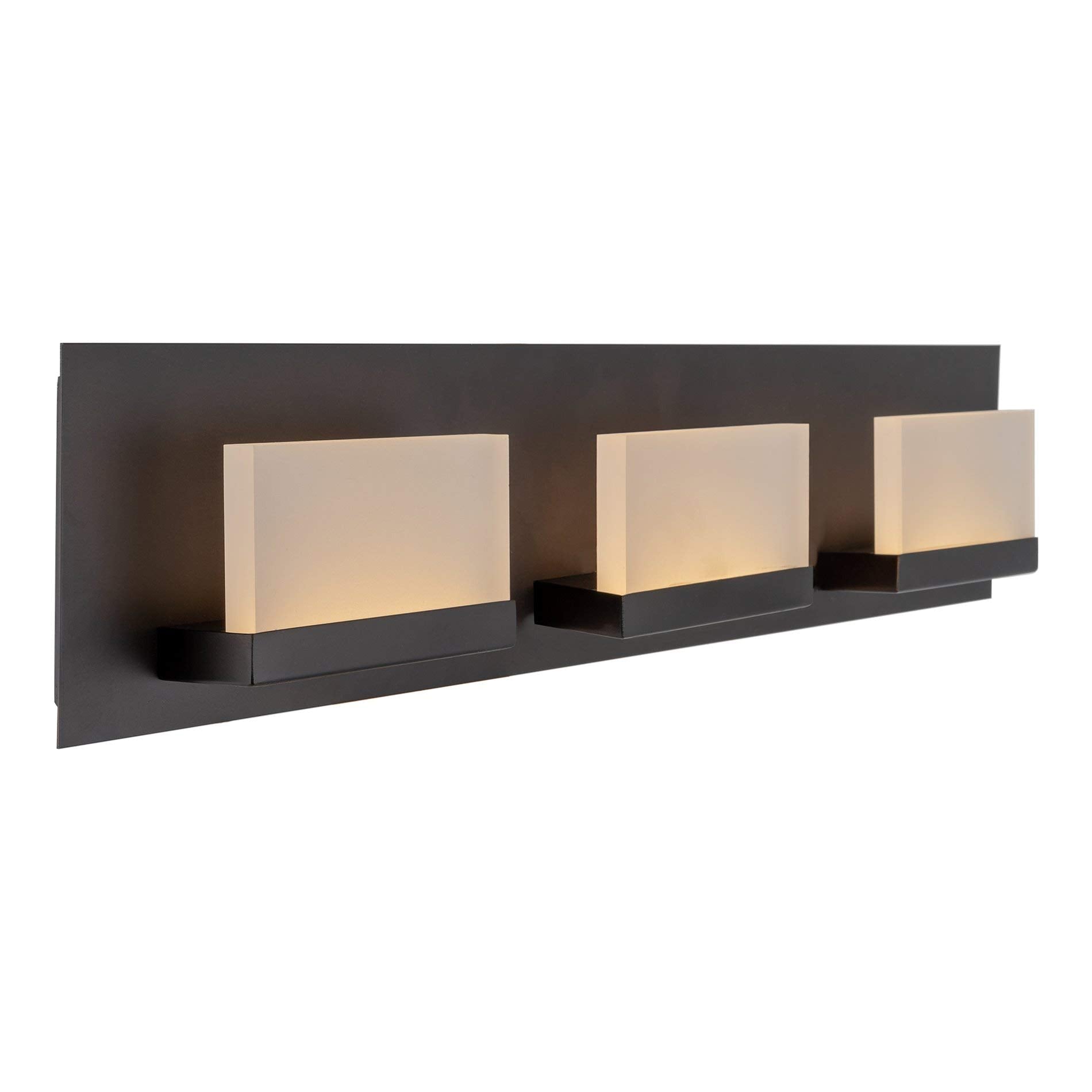 Kira Home Everett 24 Modern 3-Light 30W Integrated LED (180W eq.) Bathroom/Vanity Light  Rectangular Acrylic Lenses  Energy Efficient  Eco-Friendly  3000k Warm White Light  Oil Rubbed Bronze Finish