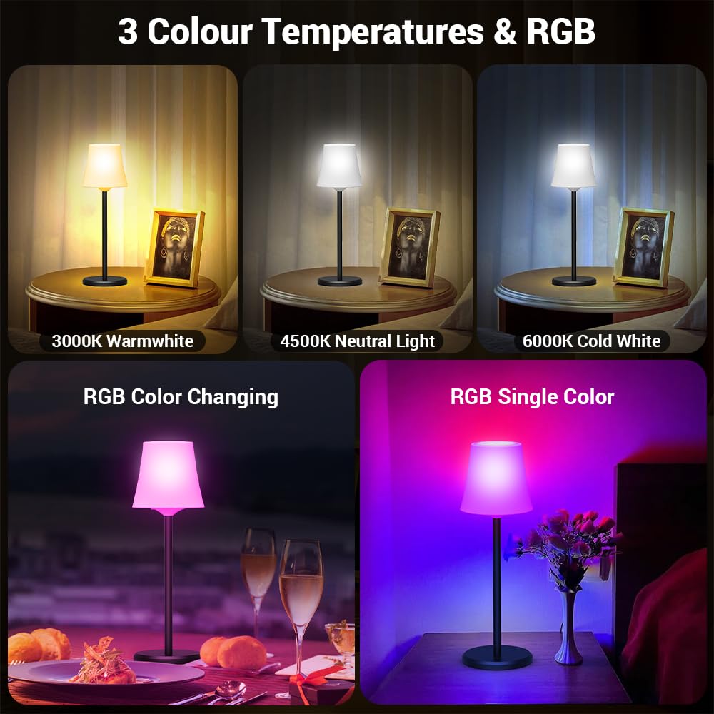Ainostone Cordless Table Lamp 2 Pack Rechargeable Wireless Touch Light Small White AS0215-US-1