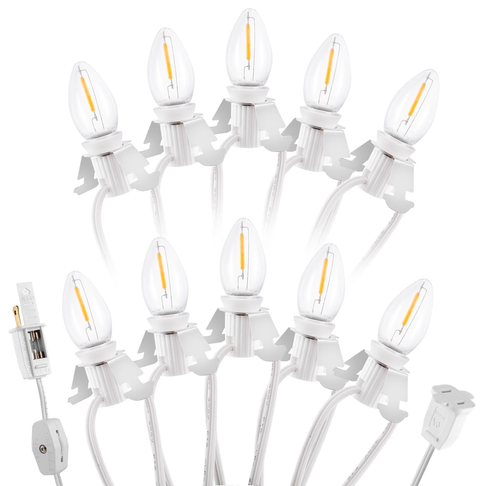 Christmas Village Lights with 10 LED Warm-White Bulb,Decoration for Christmas Village Houses, Christmas String Lights Decoration