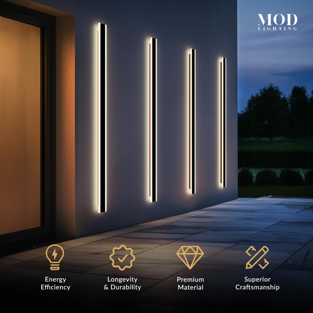 ?????? ???????????????? Haylen | Waterproof Outdoor Wall Light, Led Dimmable With Remote 3000K-6000K, Long Outdoor Porch Lights, Wired Lighting Fixture, Patio Exterior Wall Sconce, 1-Pack (Black, 94")