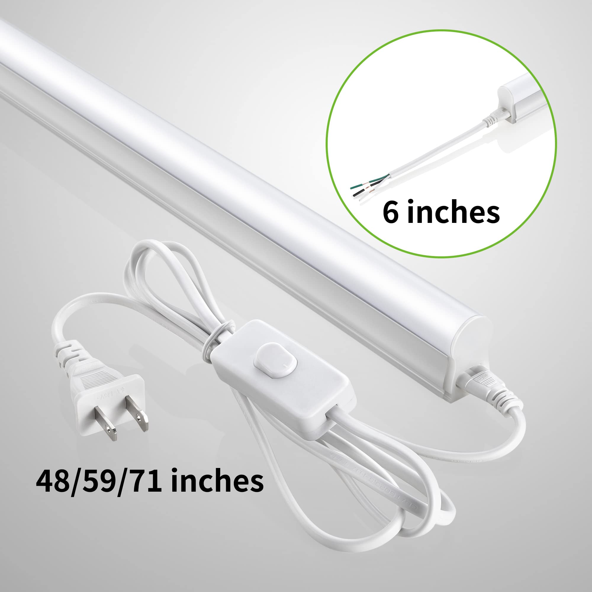 Sunlinkco (6 Pack) 4Ft T5 Led Integrated Fixture, 6500K,20W,2300Lm(Super Bright White) Linkable Led Shop Light,Garage Light,Ceiling And Cabinet Light,Strip Light,Corded Electric With On/Off Switch