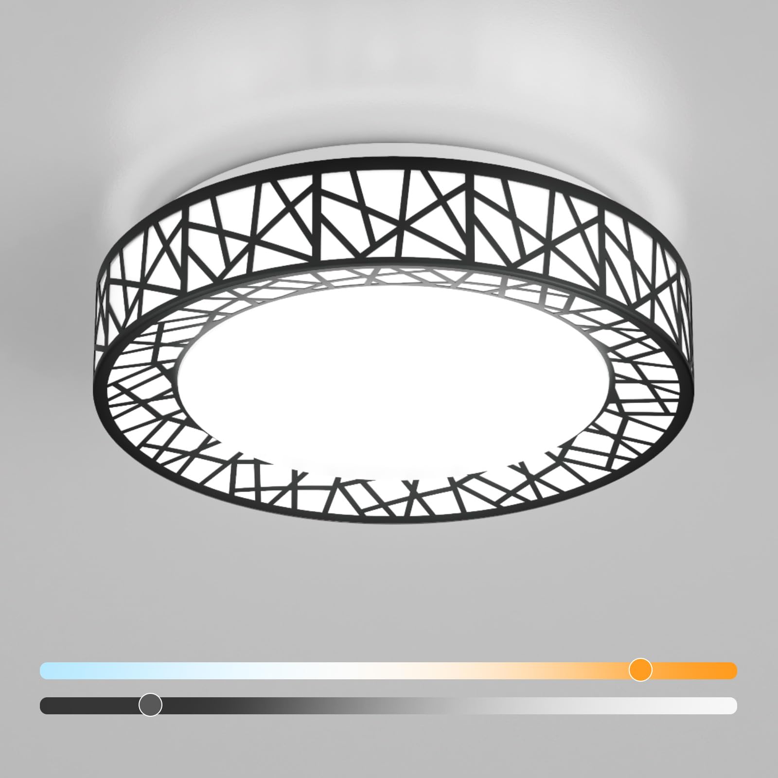 Lightania 20" Black LED Flush Mount Ceiling Light, Dimmable 42W, 4000LM, Adjustable 2700-6500K for Bedroom, Kitchen, Hallway, ET