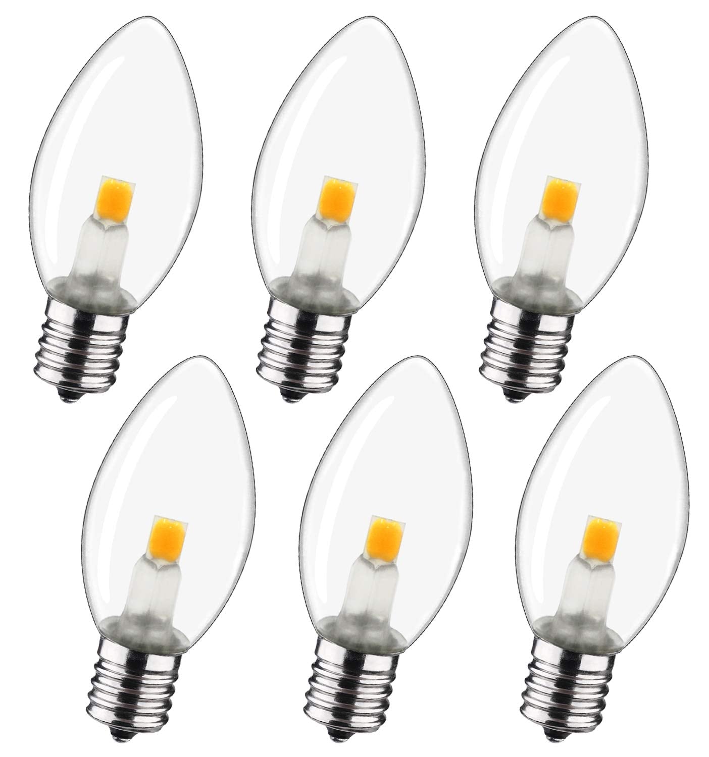 Myemitting Night Light Bulb - C7 E12 Led Bulbs - Candelabra, 0.6 Watt Equivalent 7W Incandescent Bulb, Warm White 2700K, Window