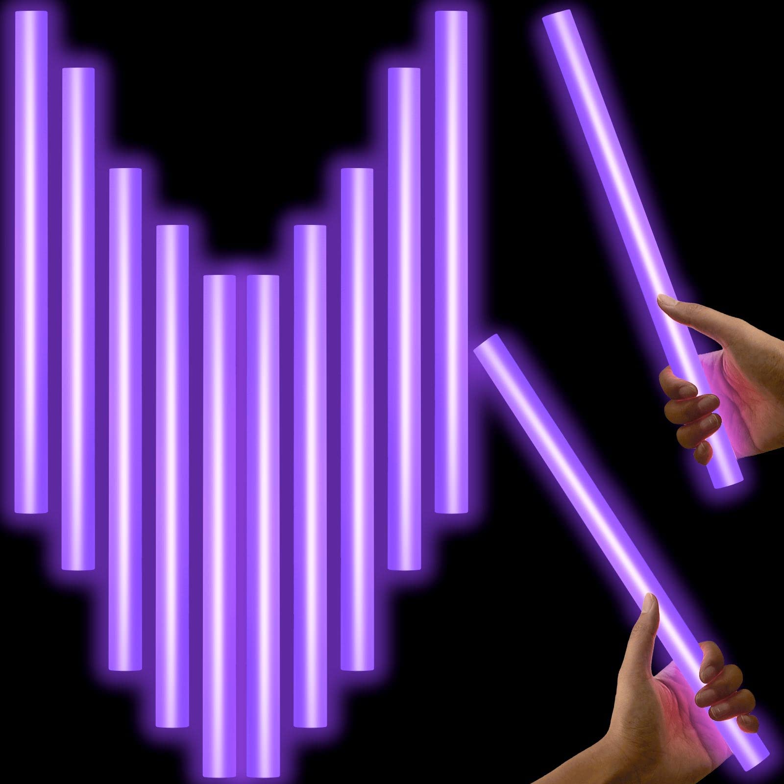 Lewtemi 10 Pcs Large Glow Sticks Big Giant Jumbo Halloween Christmas Emergency Light Stick For Camping Accessories  Survival Kit(Purple 14 Inch)