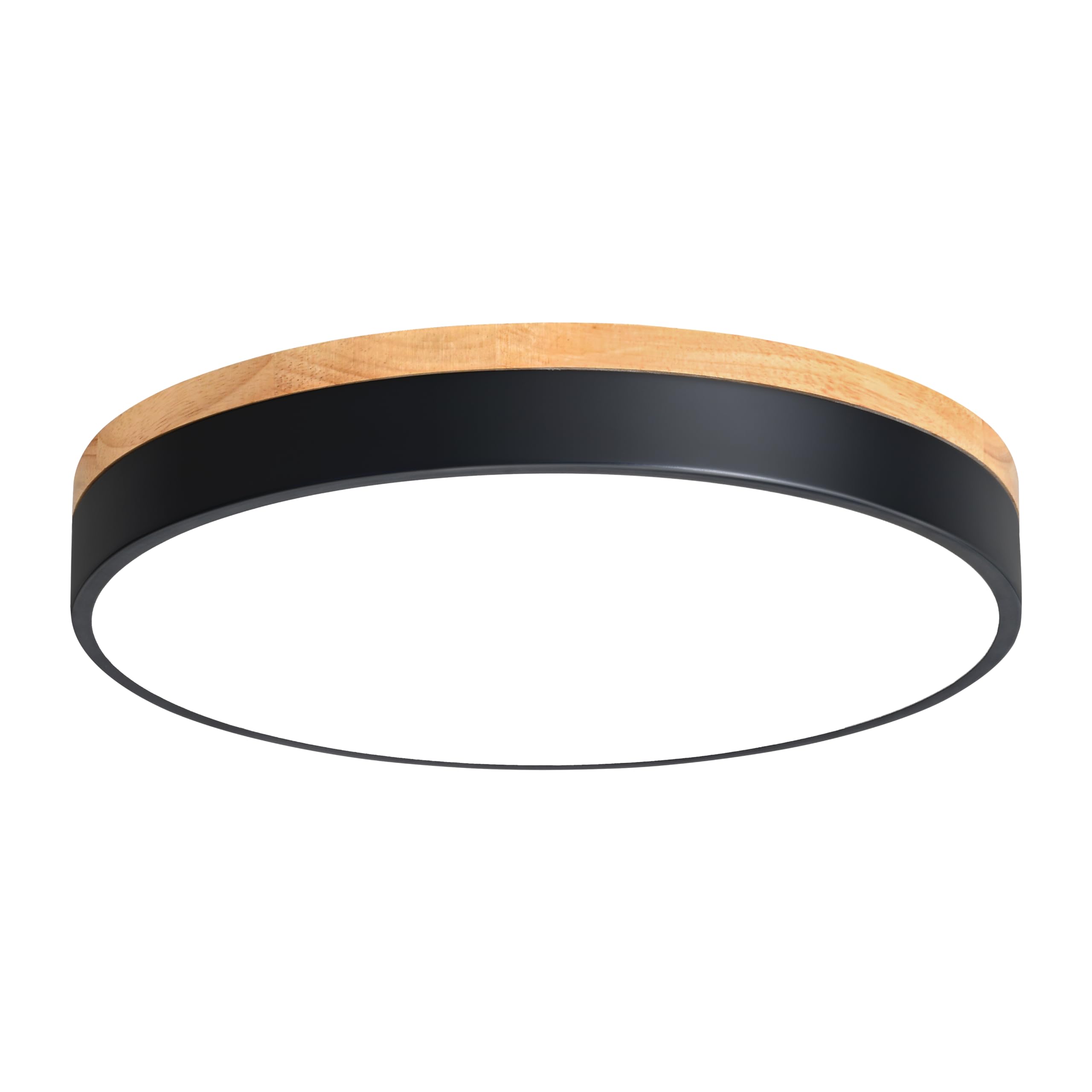 Yiisem Dimmable Wood LED Flush Mount Ceiling Light, 5CCT 2700K-6000K Modern Black Close to Ceiling Lighting Fixtures, Minimalist