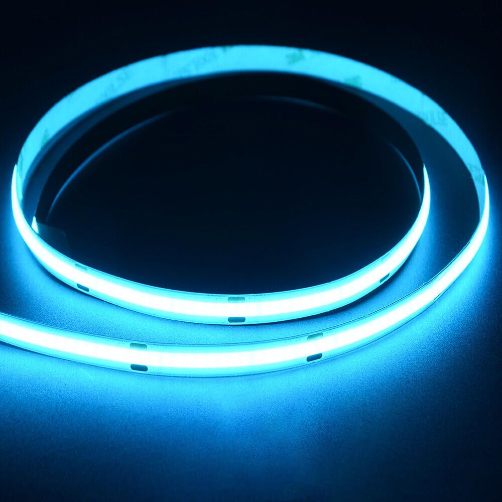 Kd-Tec 384Led/M Cob Flexible Led Strip Light 16.4Ft Dc12V Ice Blue Vinyl
