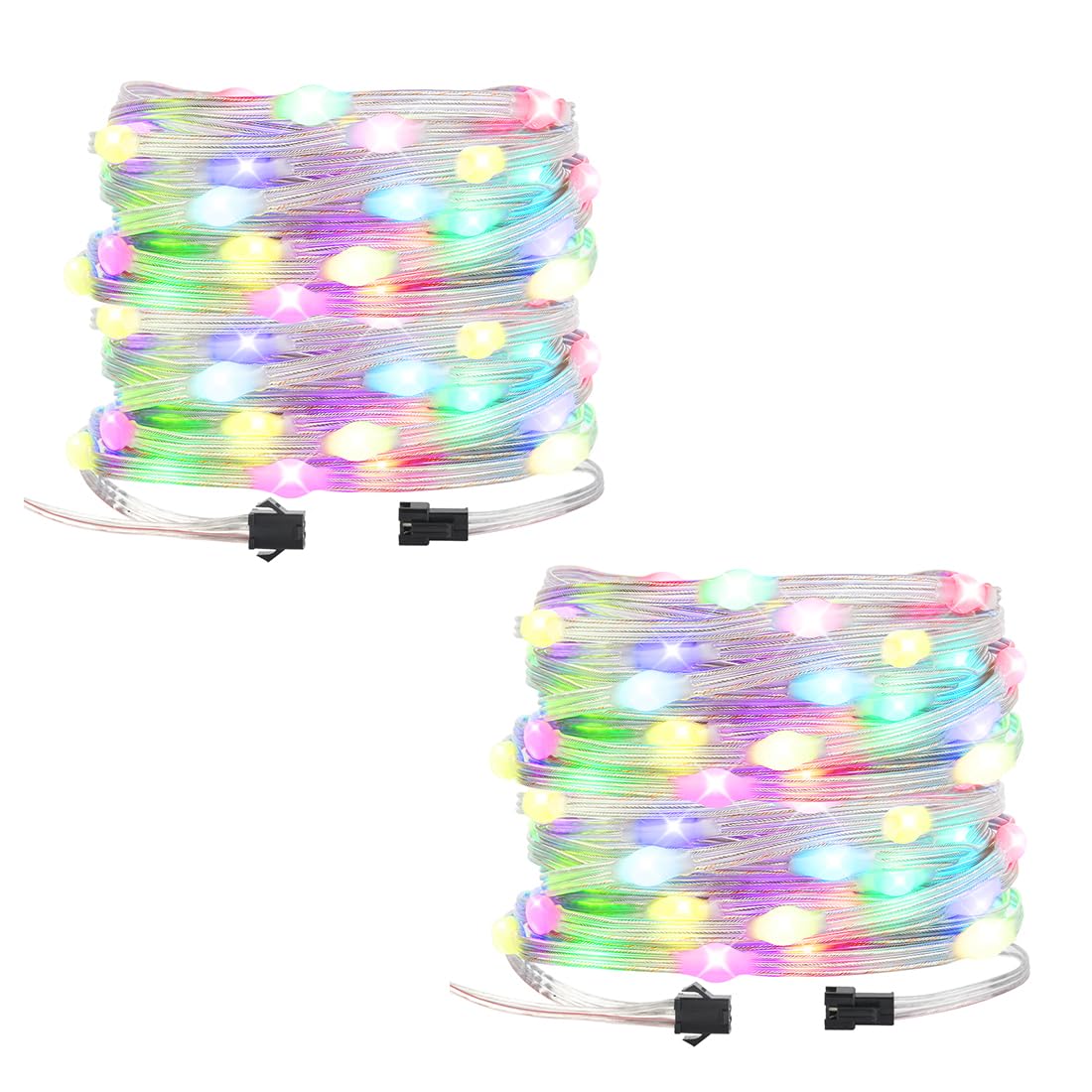 BTF-LIGHTING WS2812B IC RGB Pebble Pixel Seed String Roll Individual Addressable Chasing Color Smart Fairy String Light PVC Wire 2Pack 65.6FT 200LED DC12V for Christmas Decor(No Adapter or Controller)