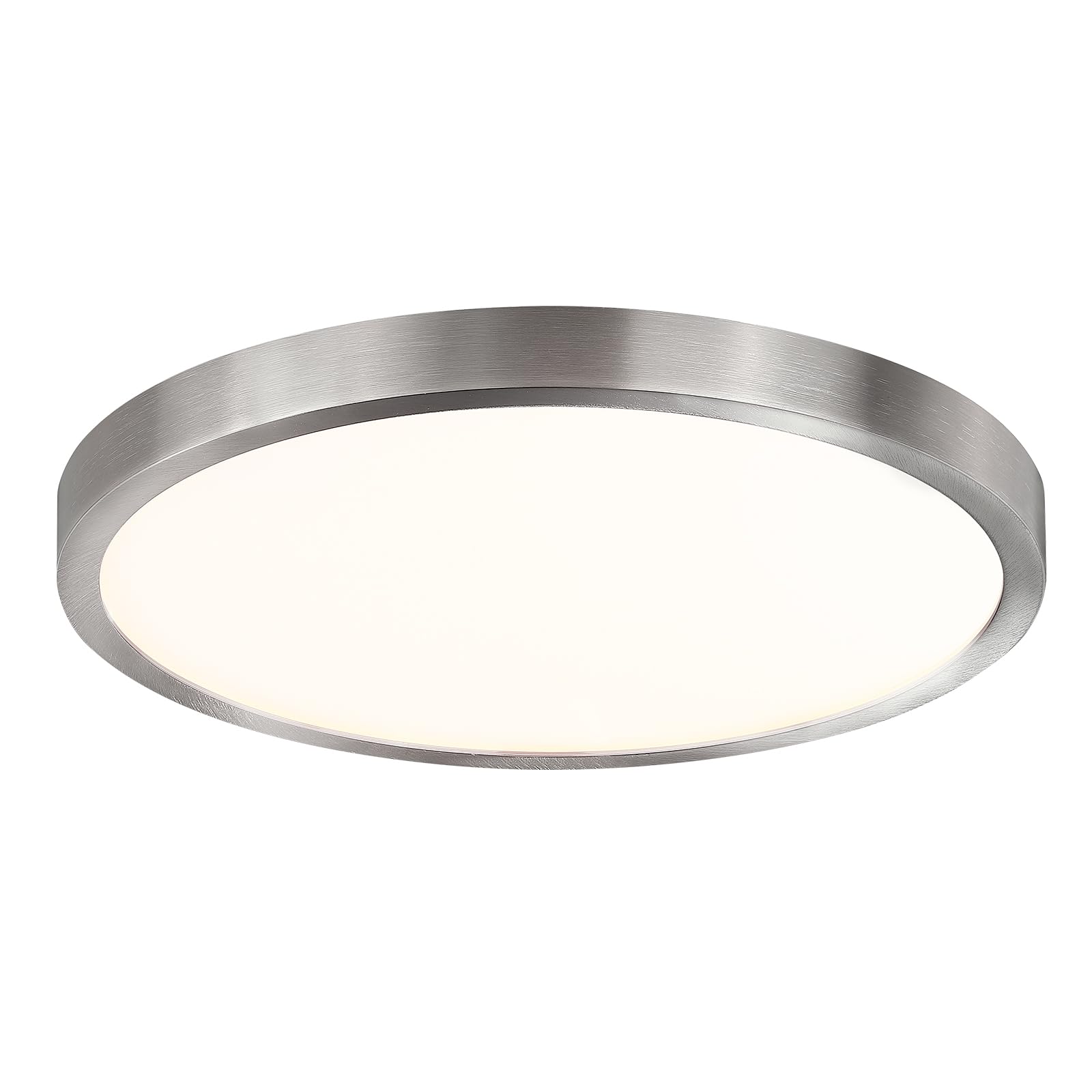 Senroyal Flush Mount Ceiling Light Fixture, 12 Inch Led Modern Kitchen Light, Slim Dimmable Brushed Nickel Flush Mount Light For Low Ceiling, Laundry, Hallway, Metal And Glass Lighting, 22W, 3000K