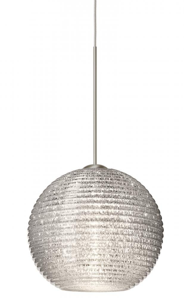Besa Lighting XP-4615GL-SN Pendant Light, 1X35W Gy6.35, Glitter Glass, Satin Nickel Finish