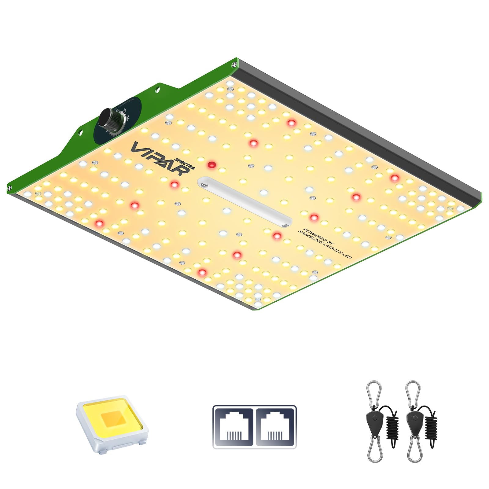 VIPARSPECTRA P1000 LED Grow Light with Samsung LM301B Diodes, Dimming, Full Spectrum for 2x2 Grow Tent, Green Metal Construction