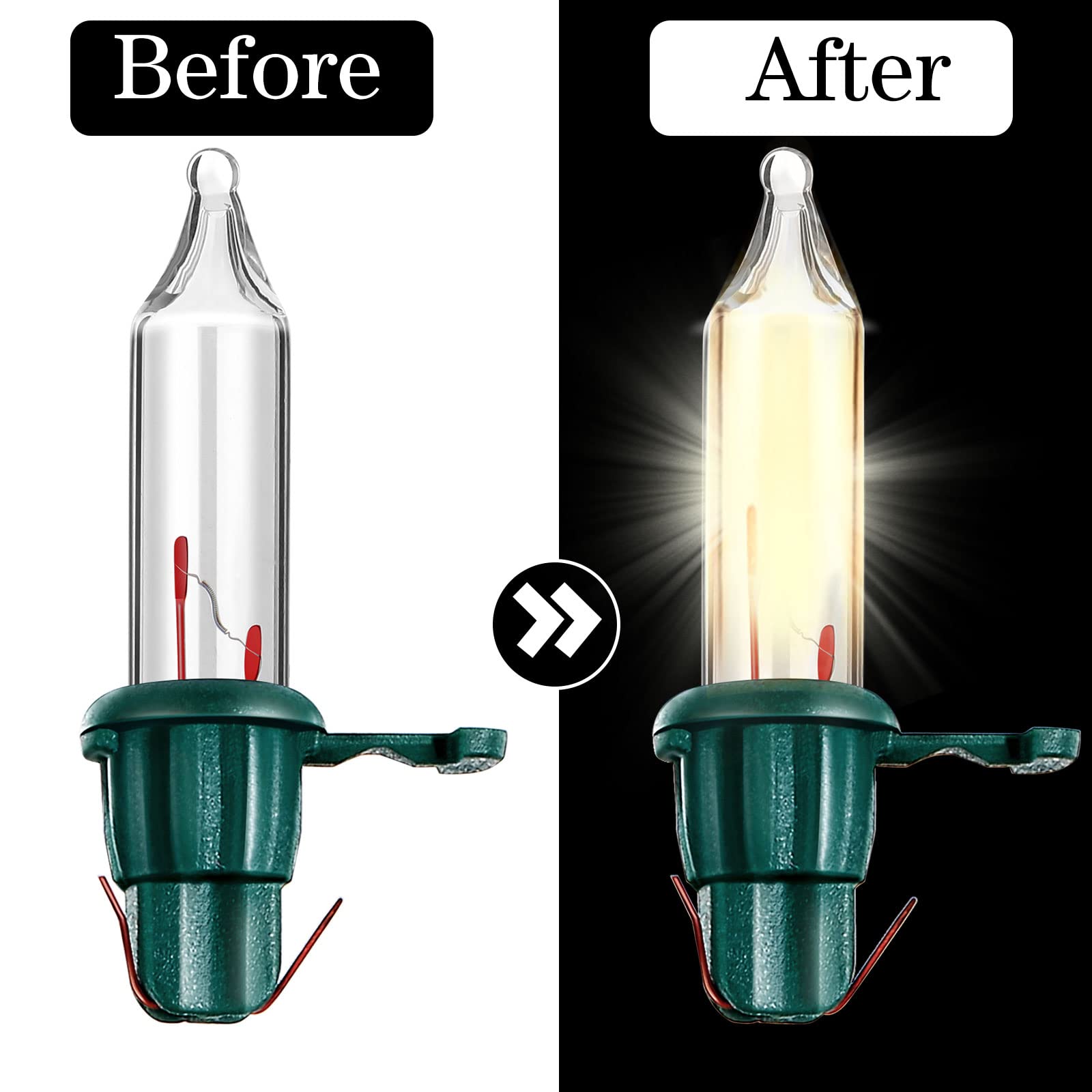 Remagr Christmas Mini Light Bulbs - 500 Pieces, 2.5V, Warm White, Green Base, Replacement for Outdoor String Lights