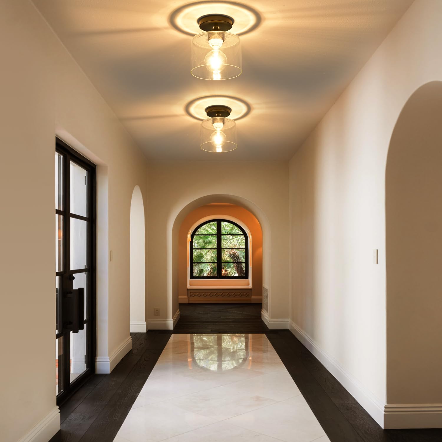 SINMILA Semi Flush Mount Ceiling Light, Metal, Clear Glass Shade, Model C10, 1 Pack