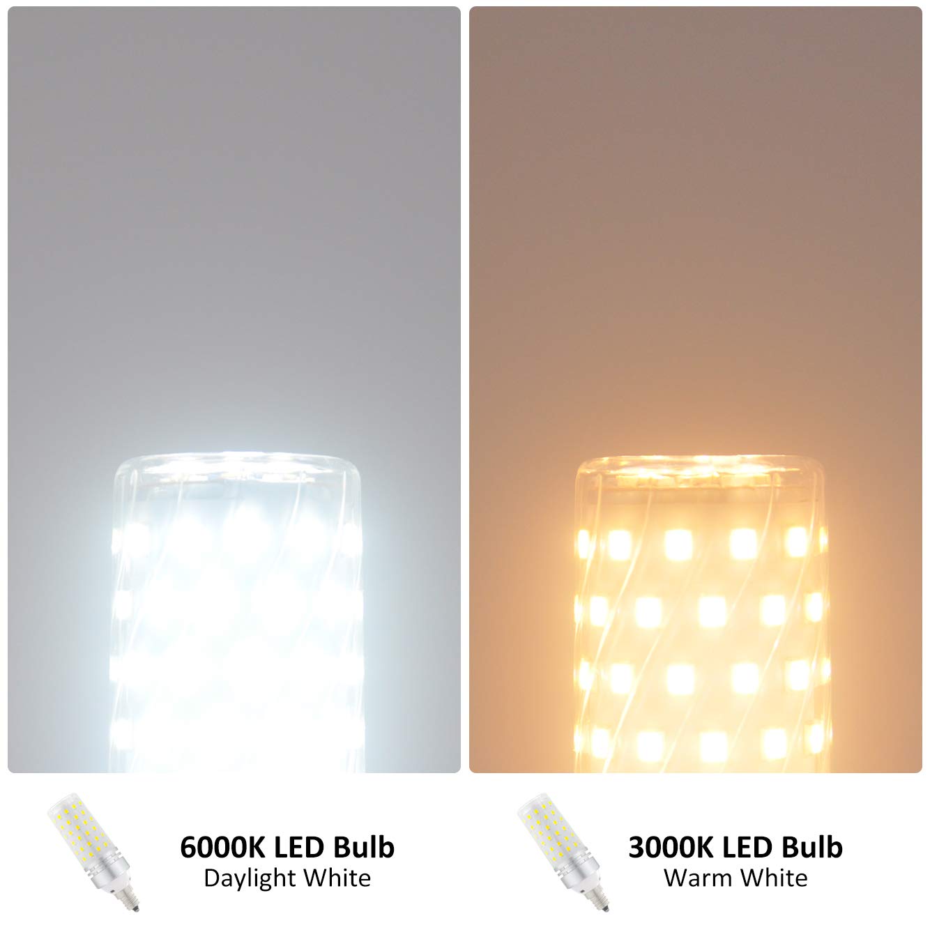 E12 Candelabra Led Bulbs - 100W Equivalent, Daylight White 6000K, 1500Lm, Non-Dimmable, 4 Pack For Ceiling Fan, Chandelier & Hom