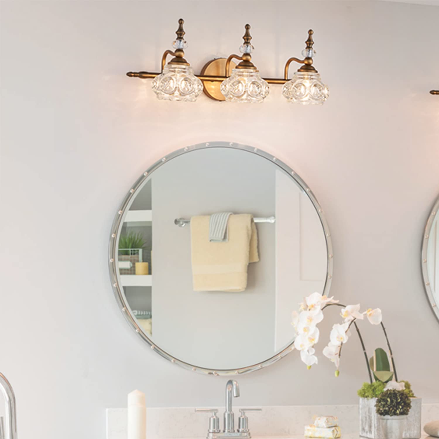 Djfhko Vintage Brass Vanity Light Fixtures - Bathroom Lighting