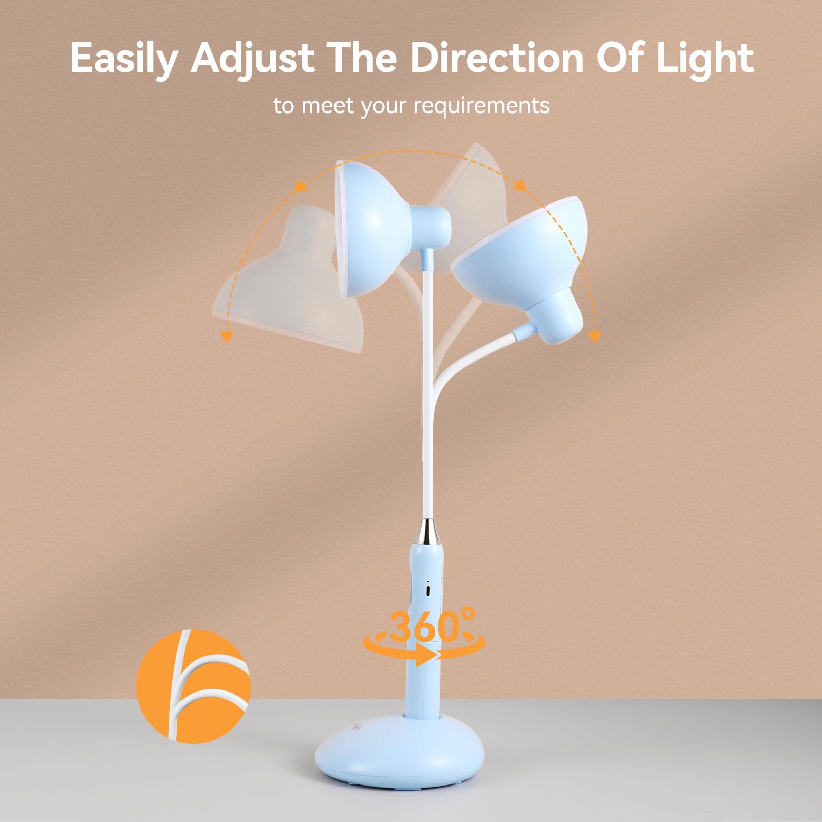 Vavofo Wireless Led Desk Lamp With Touch Control - Adjustable 2700-7000K Color Temperature, 700Lm Brightness, 360 Flexible Goose