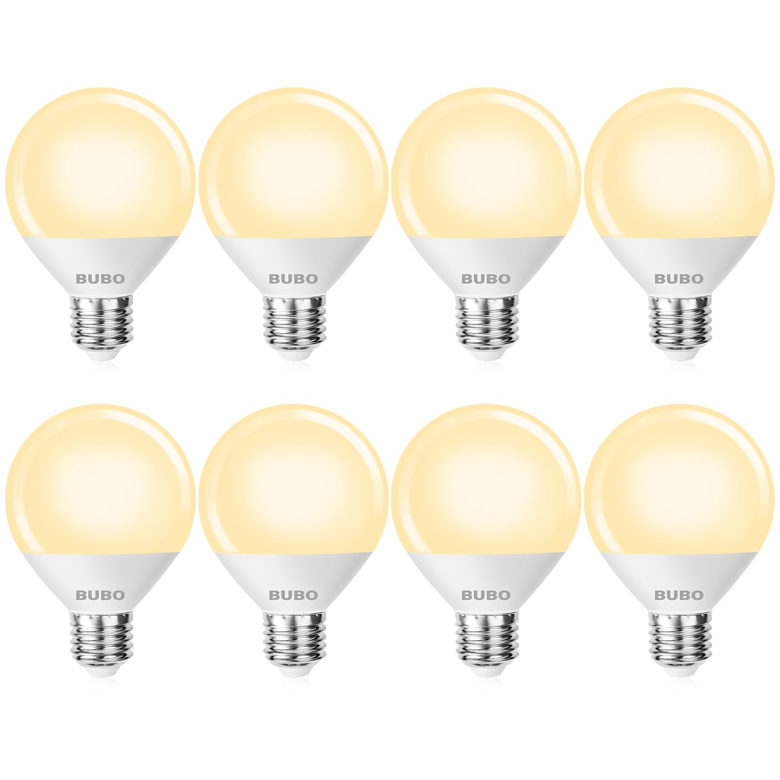 Bubo Vanity Light Bulbs For Bathroom Over Mirror, 60 Watt Equivalent, Soft White 2700K, 7W G25 Globe Light Bulb 800 Lumens, Roun