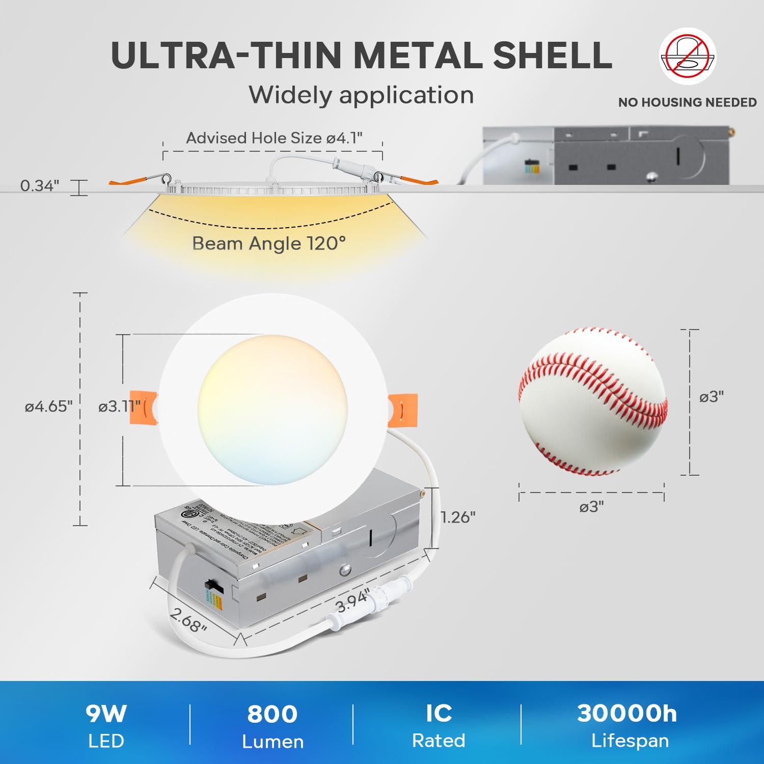 Lvwit 24 Pack Ultra-Thin Recessed Lighting 4 Inch With Junction Box  800Lm 2700K-5000K 5Cct Led Ceiling Lights  Dimmable Canless Wafer Downlight  Etl Fcc&Ic  Smooth Trim