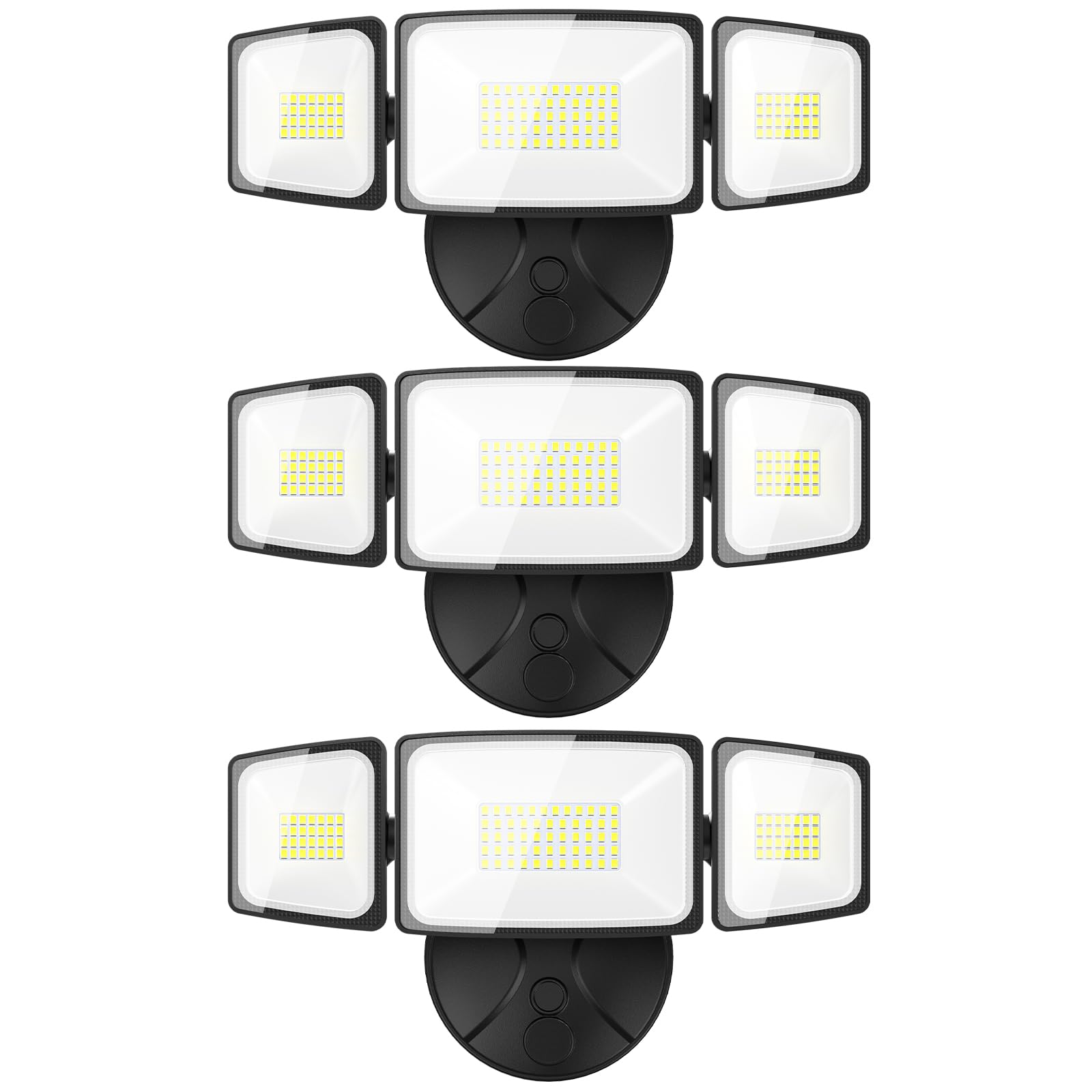 Onforu 3 Packs 60W Outdoor Flood Lights, 6000LM, IP65 Waterproof, 10inL x 4inW x 4inH, Black, Model BDB60-