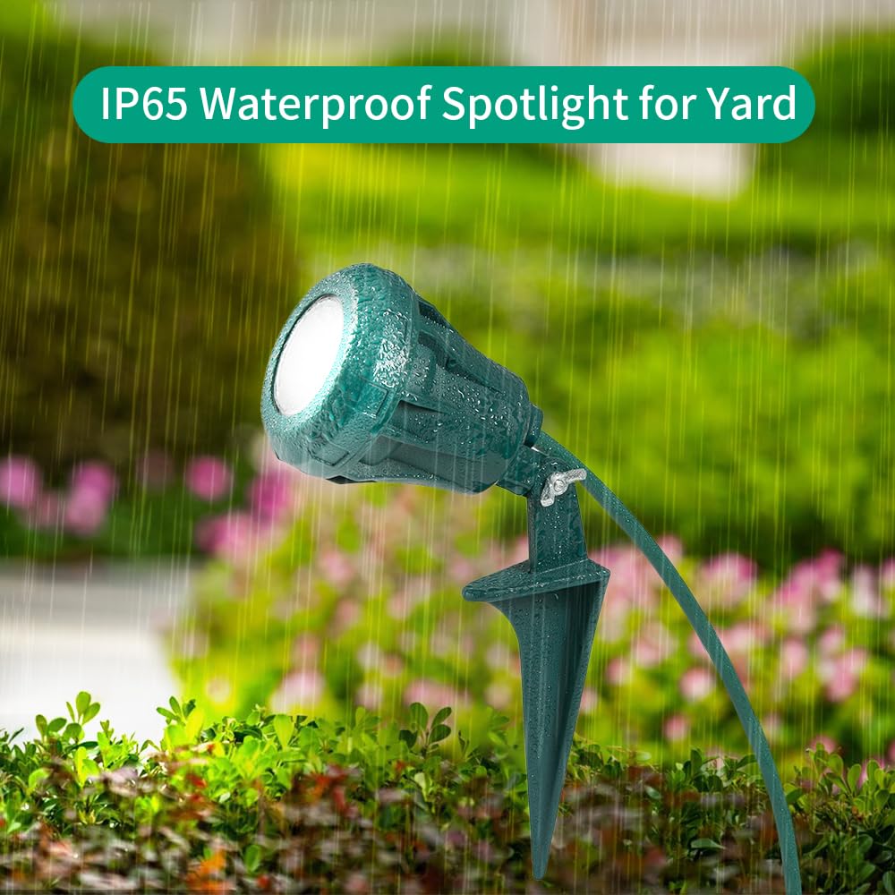 AizzKry Outdoor LED Spotlights, RGB Multicolor, 120V, IP67 Waterproof, 750LM, 2PACK, Green, Model FLH06
