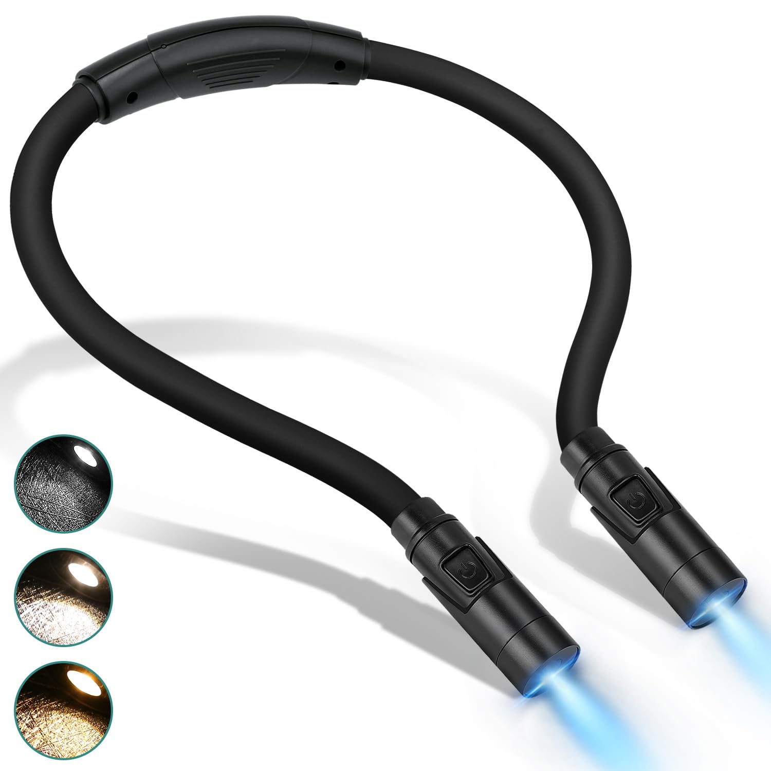 LUXJET Book Light for Reading and Crocheting Rechargeable Neck Light for Knitting and Repairing, Eye-Friendly Neck Reading Light