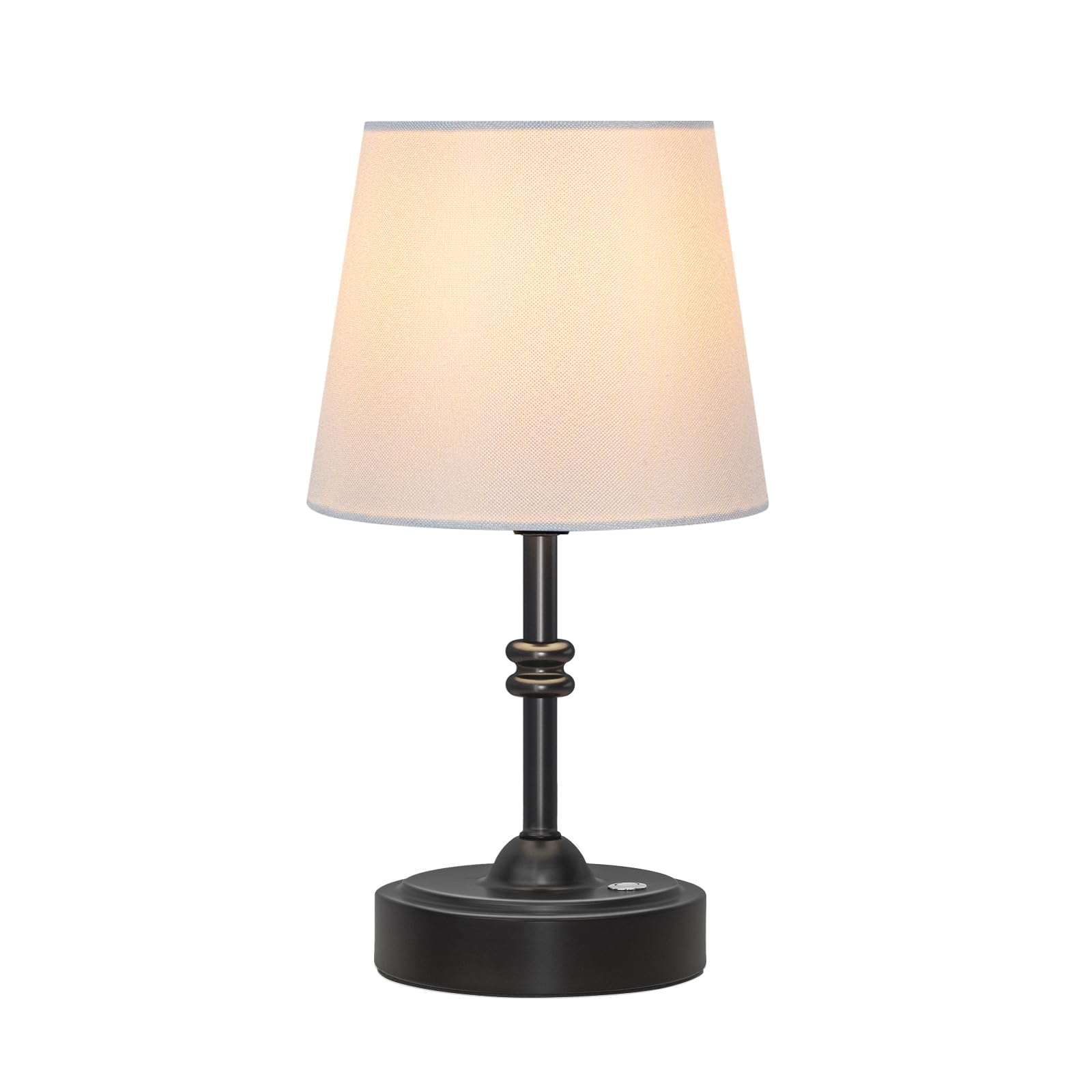 ONEWISH Cordless Table Lamp, Dimmable, 4000mAh Rechargeable, Metal, Black Base & White Shade, Model 13TAB131