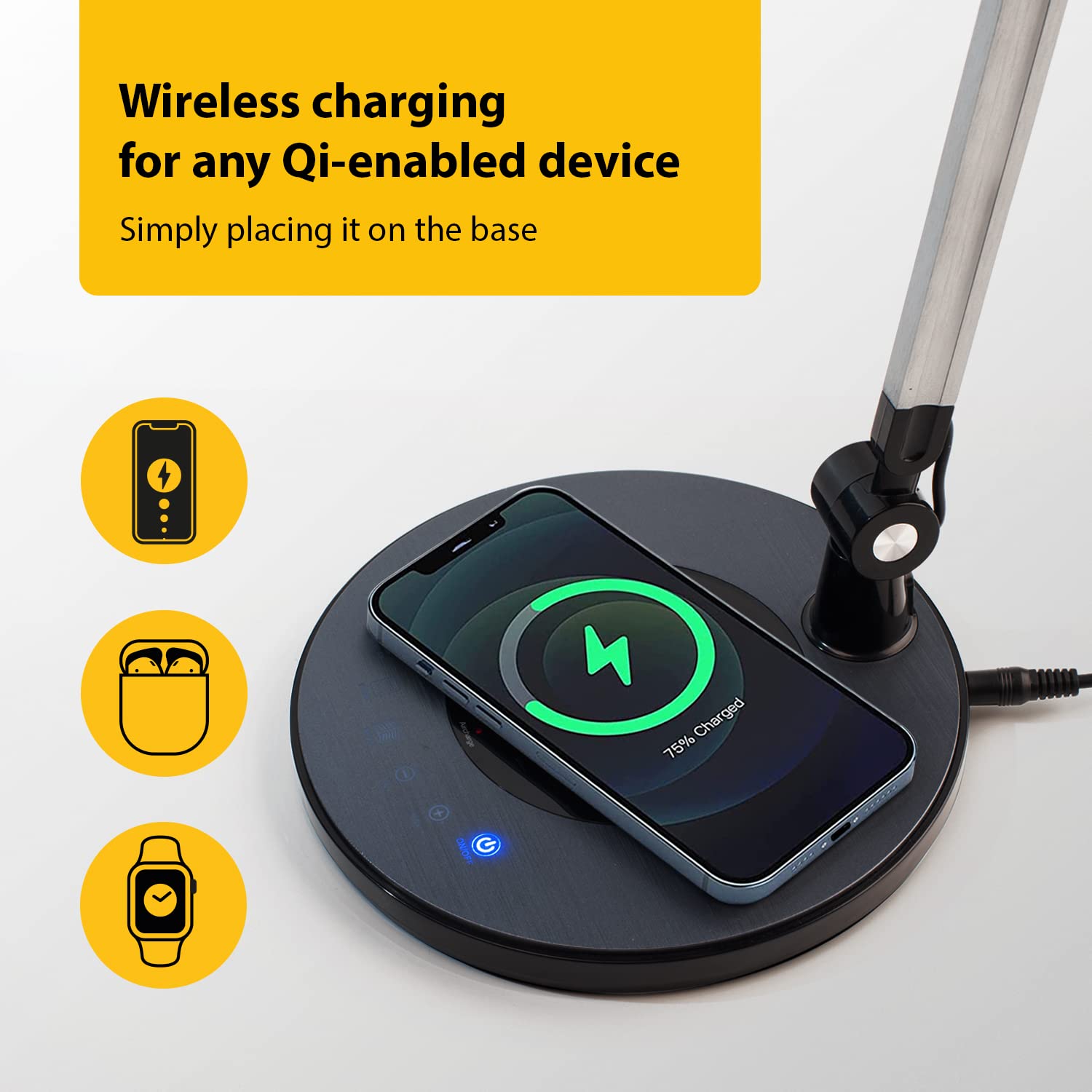 Otus Led Desk Lamp With Wireless Charger | Architect Desk Lamps For Home Office | Desk Light Swing Arm, Adjustable Color Temp &