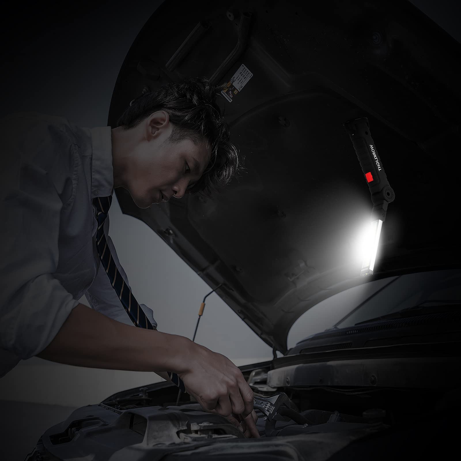 4 Pack LED Rechargeable Flashlights Work Lights,Vagocom Mechanic Tools Cordless Worklight with Magnetic Base 360Rotate 5 Modes,P