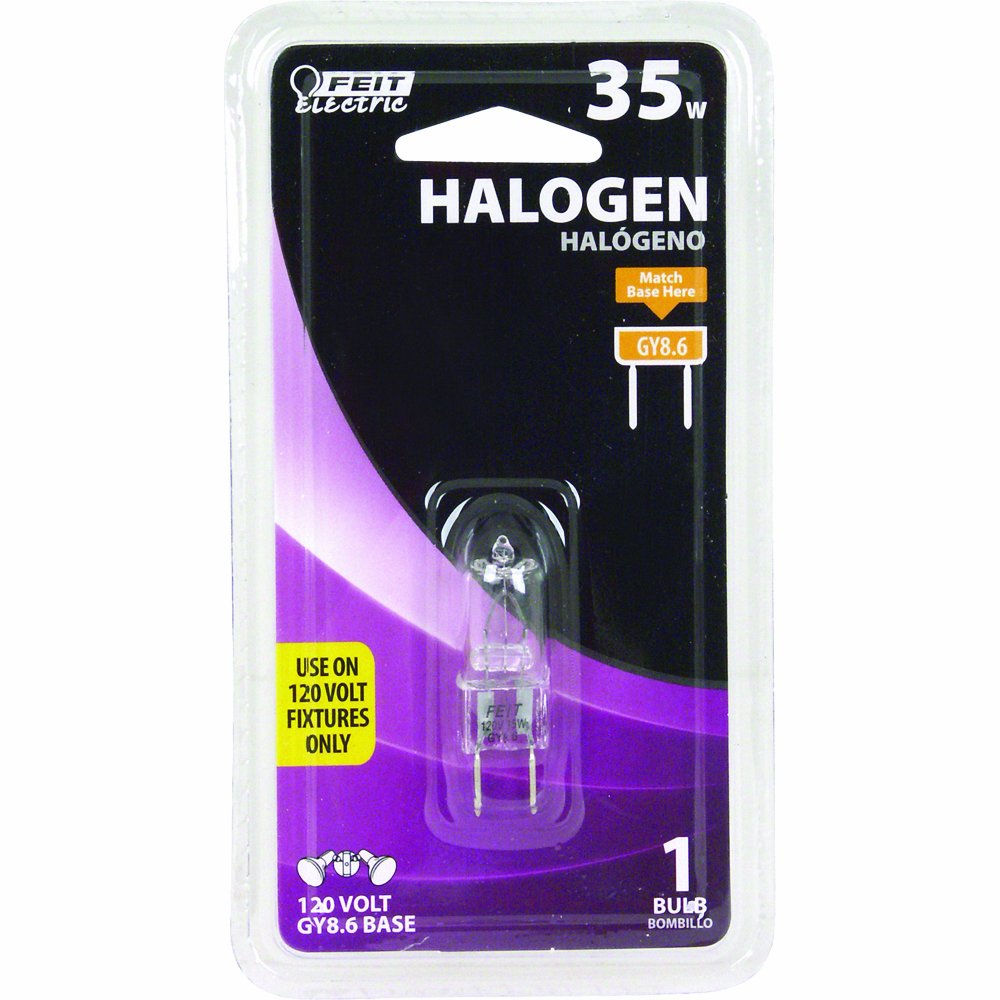 Feit Electric Halogen Bulb BPQ35/8.6 35W GY8.6 Base 120V Clear Glass 1 Count
