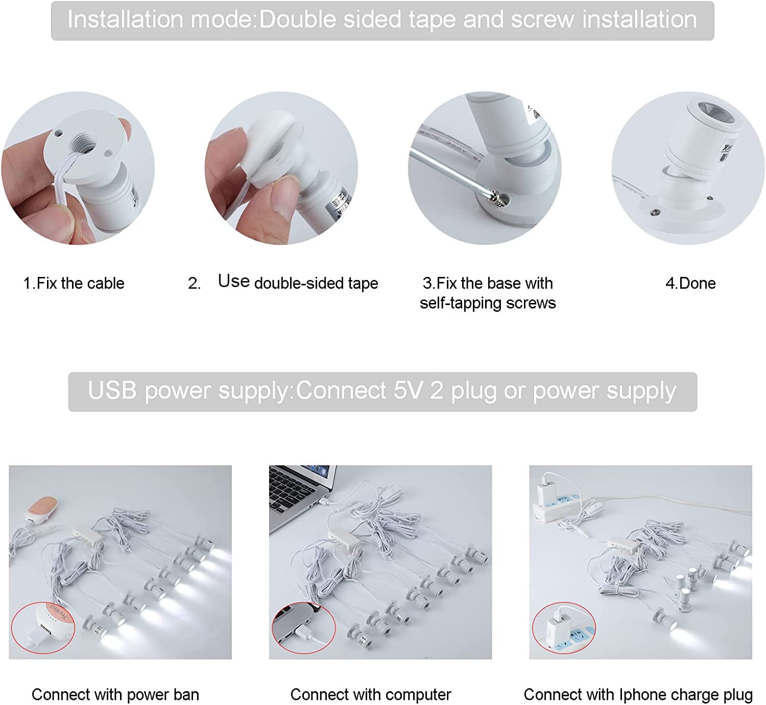 Cefrank 8-Pack Mini Spot Lights With Dimmer, 360° Rotatable, Warm White Led, Aluminum Finish