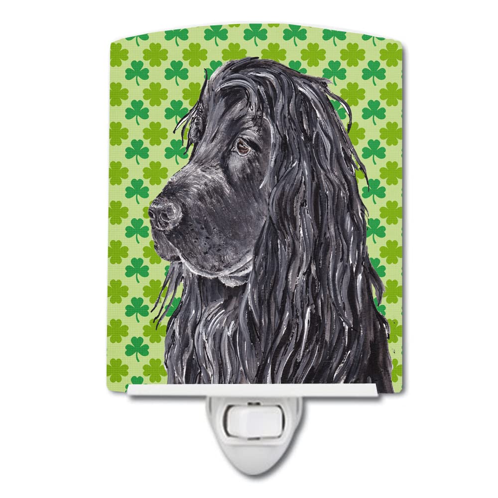 Caroline'S Treasures Sc9569Cnl Black Cocker Spaniel Lucky Shamrock St. Patrick'S Day Ceramic Night Light Compact, Ul-Certified, Ideal For Bedroom, Bathroom, Nursery, Hallway, Kitchen, 6X4X3, Multicol