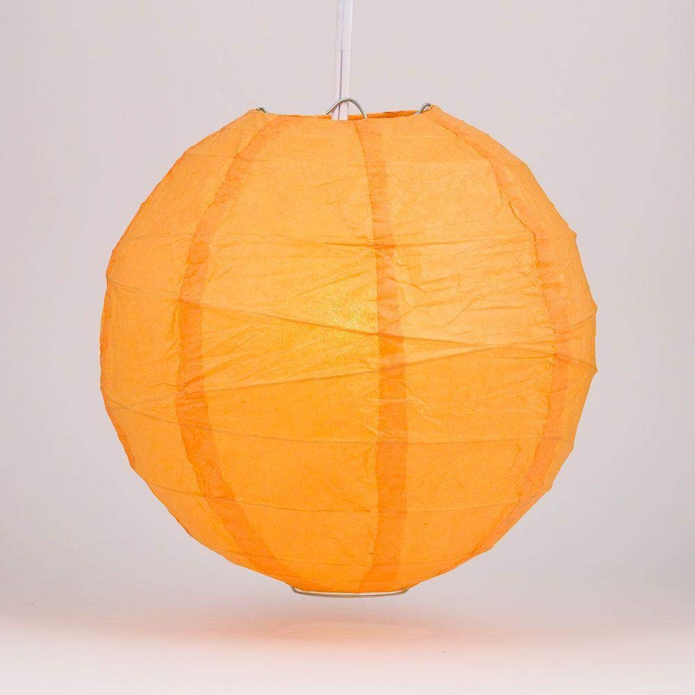 Paperlanternstore.Com 16 Inch Orange Round Paper Lantern, Crisscross Ribbing, Hanging Decoration