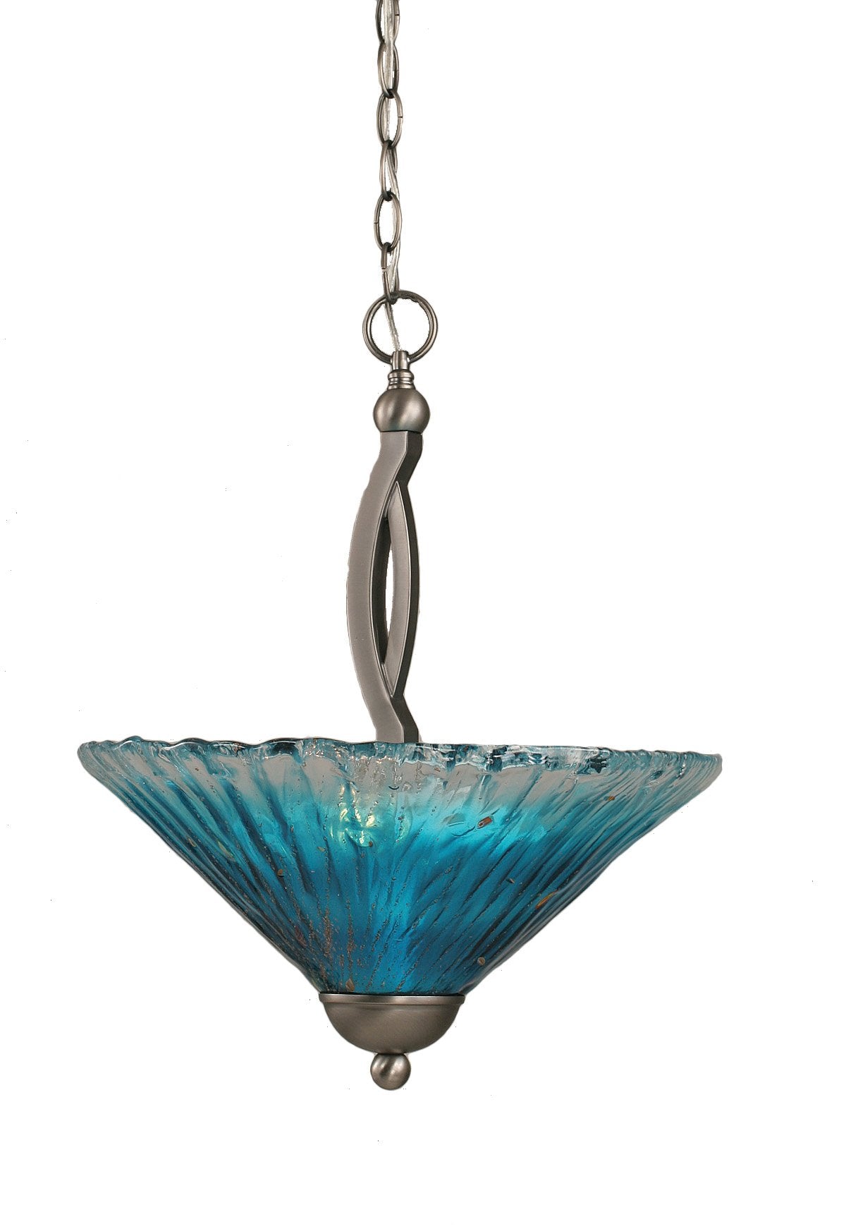 Toltech Lighting 274-Bn-715 16-Inch Two-Bulb Up Light Pendant Brushed Nickel With Teal Crystal Glass Shade
