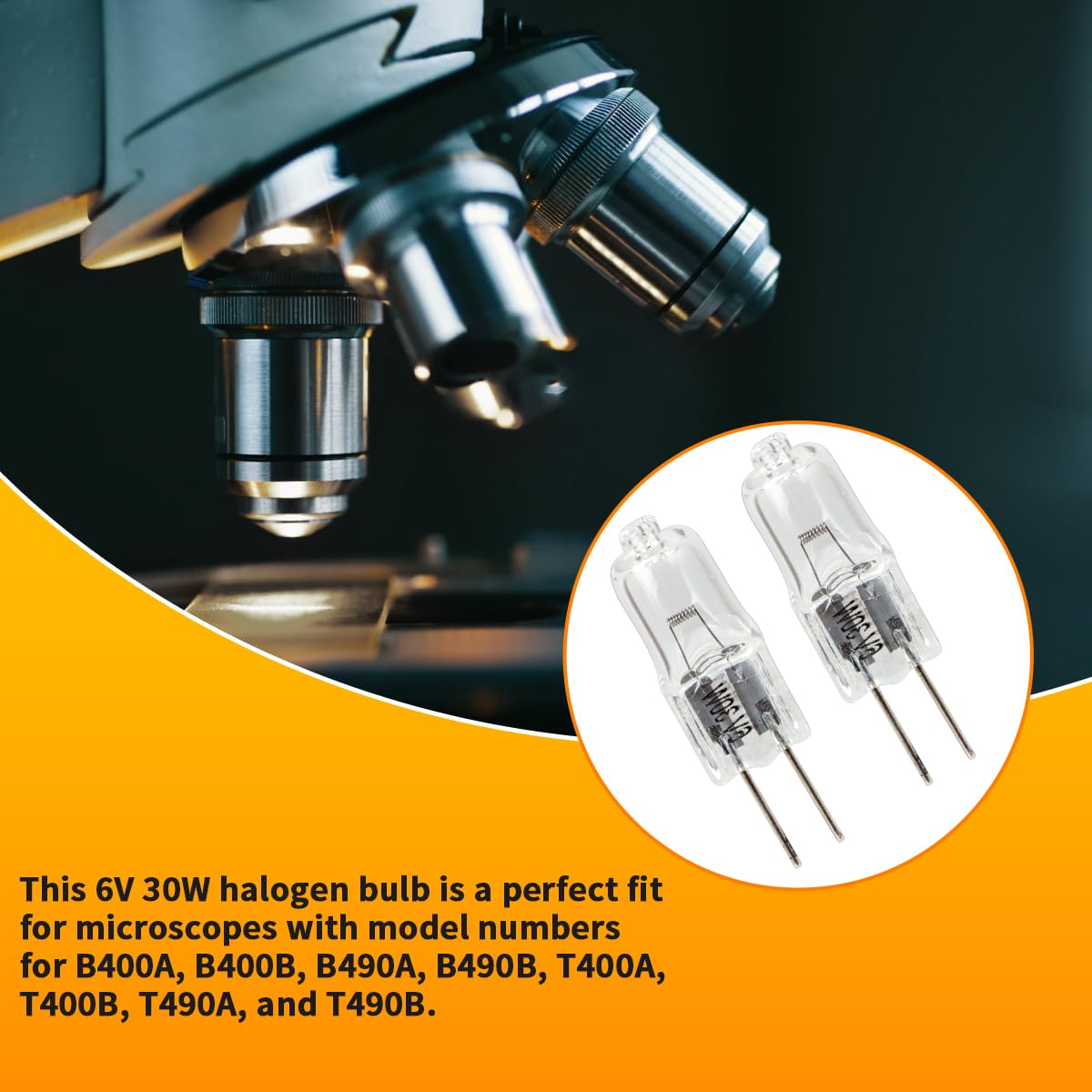 Motoqueen 30W 6V Halogen Light Replacement Bulbs (2 Pcs) With G4 Bi - Pin Base For Microscopes