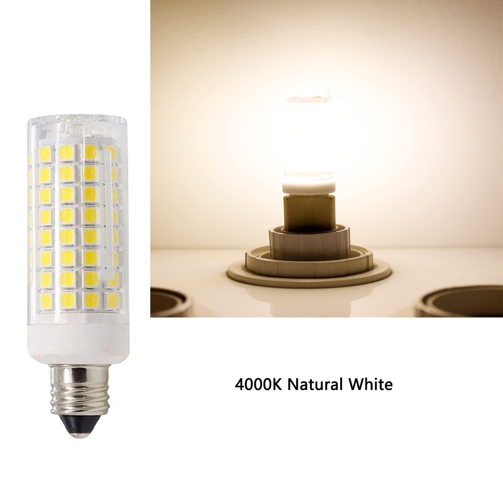 Lxcom Lighting Dimmable E11 LED Corn Bulb 10W Ceramic 4000K Natural White - 6 Pack for Chandeliers & Cabinet Lighting