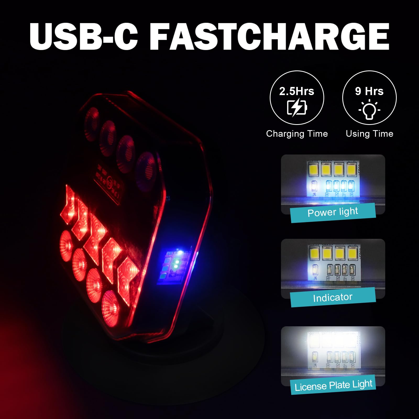 XinHMYKJ Wireless Trailer Lights - USB-C Quick Charge, Adjustable LED, IP67 Waterproof, 12.8inx3.15inx10.8in, Clear, Powerful Suction Base