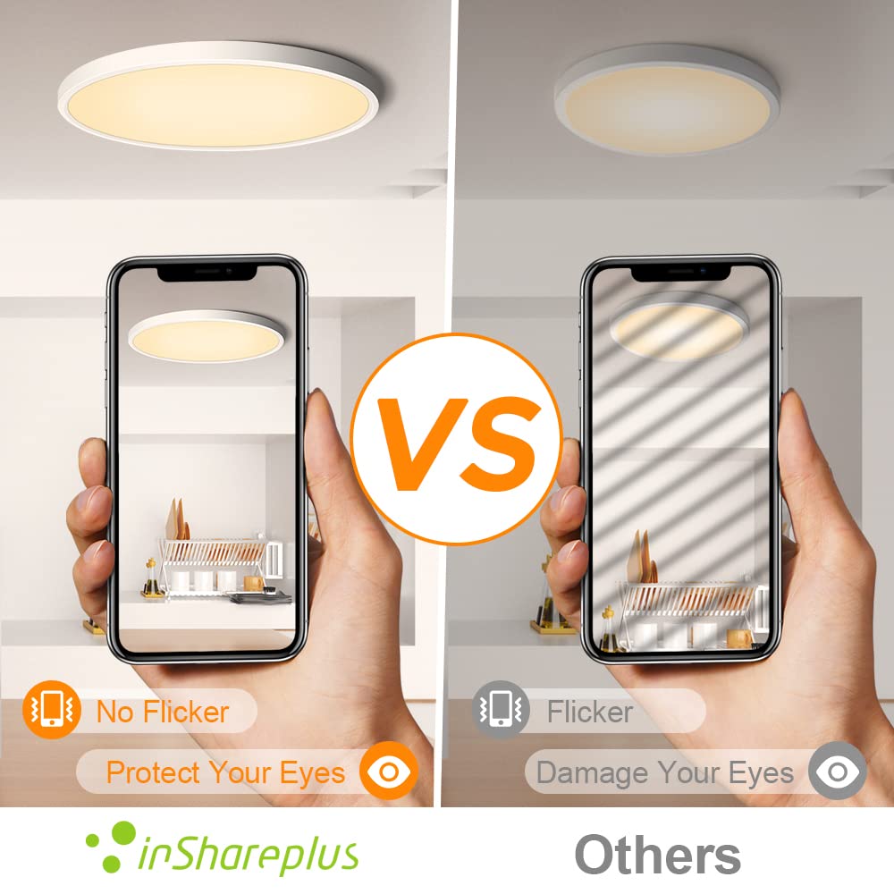 inShareplus LED Ceiling Light 32W 3800LM Flush Mount 15.7inch Warm White Model LV400