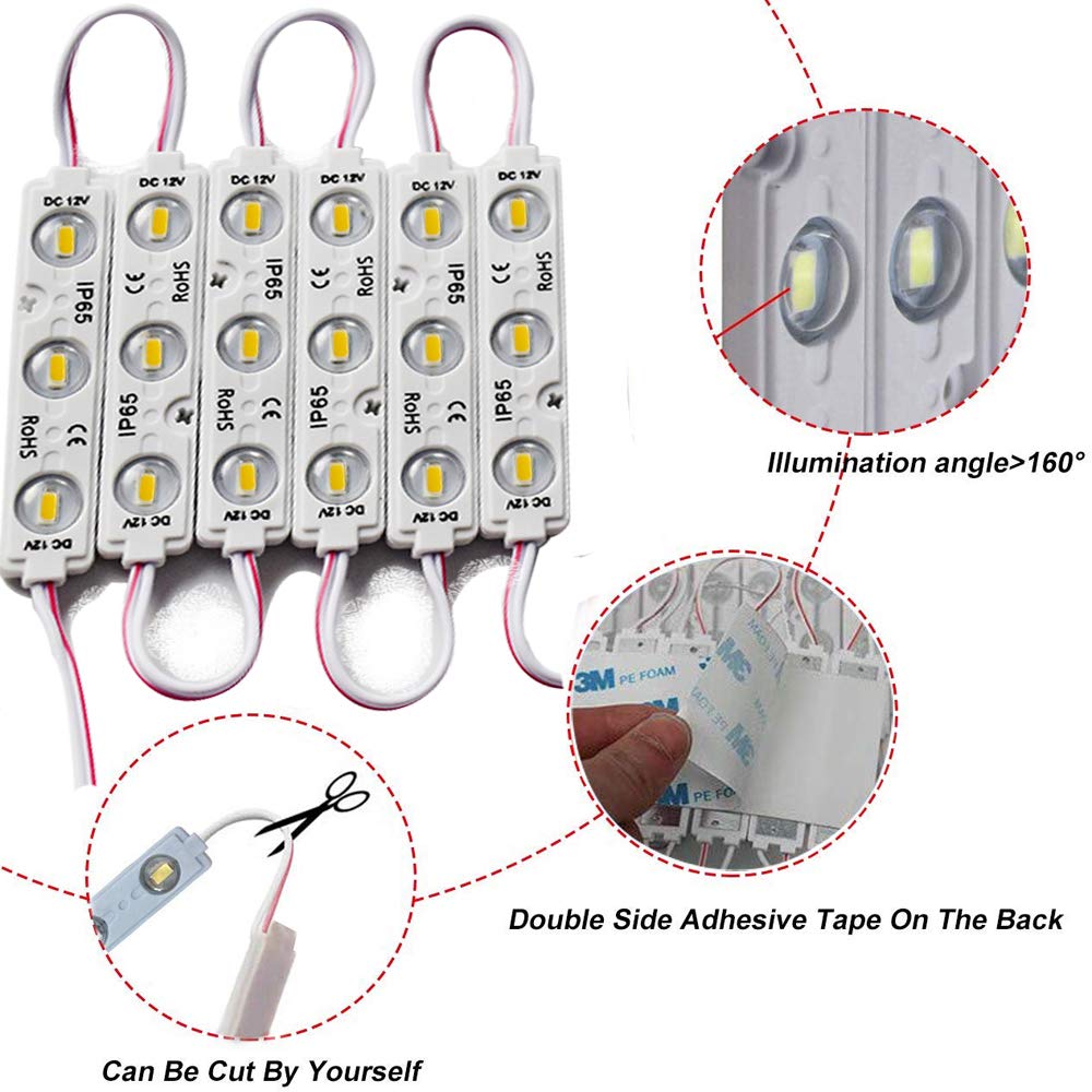 Aooyuanke 100Pcs Led Module 3000K Warm White, 49.8 Ft Ip65 Waterproof For Signs