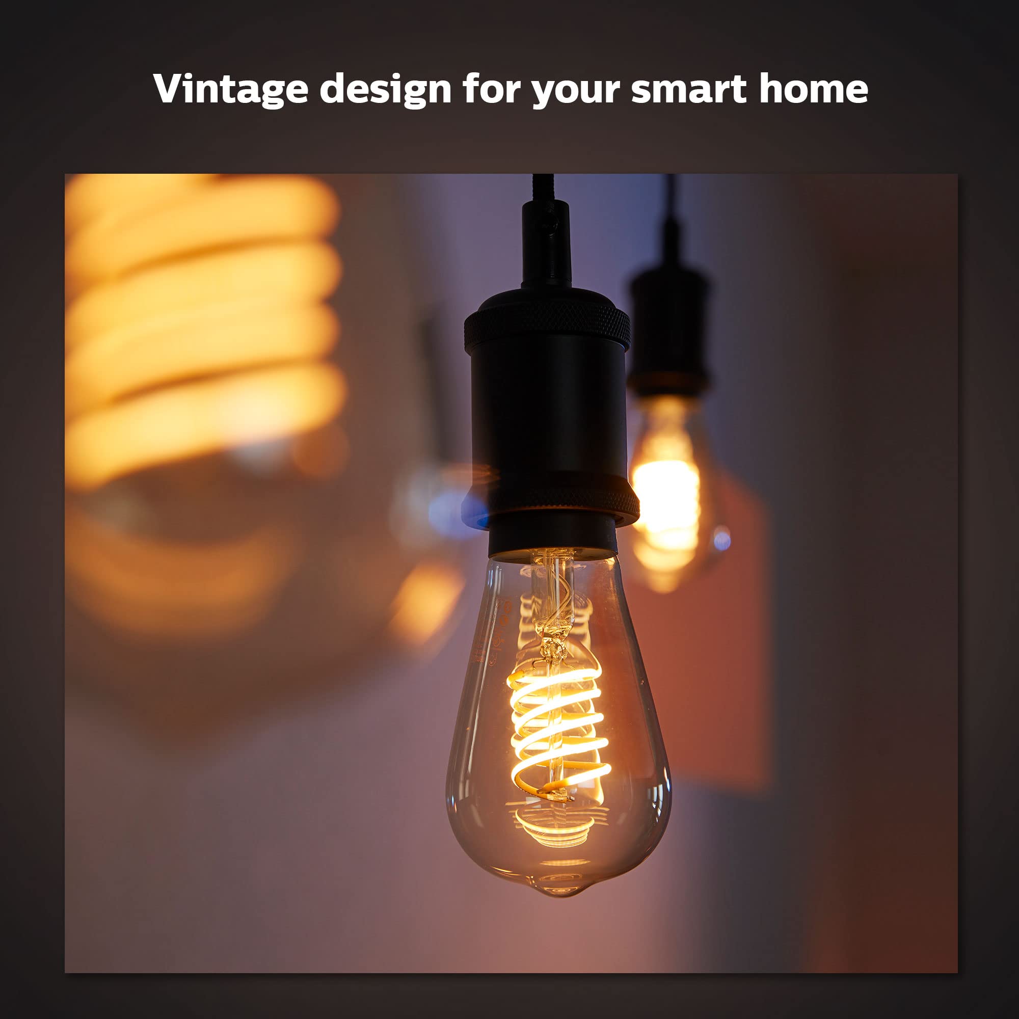 Philips Hue Smart LED Bulb, 60W G25, Soft Warm White Light, 2 Pack, E26, Glass, Model 571091, Indoor Use, Compatible with Alexa and Google
