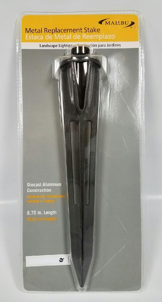 Malibu Sturdy Solid Ground Spike For Pathlight Spotlight Uplight Landscape In-Ground Light Parts Metal Replacement Stake Diecast Aluminum Construction 8101-4820-01