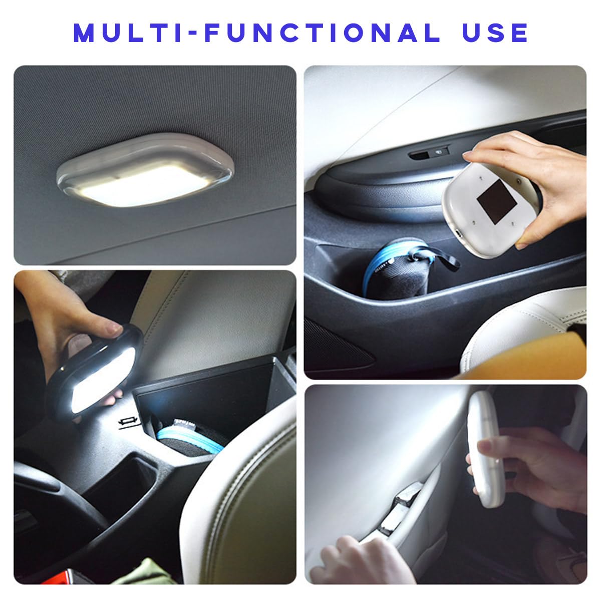 Ohleats Car Interior Ceiling Roof Light, Magnetic Rechargeable USB Dome Lamp, Gray, LED Map Reading Light