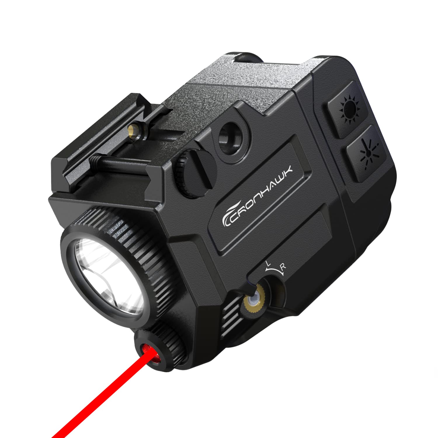 CRONHAWK 500 Lumens Tactical Weapon Flashlights Laser Sight - Rail-Mounted Light and Red Laser Light Combo for Handheld Toy with Picatinny Rail and GL Rails - Magnetic Charging Port