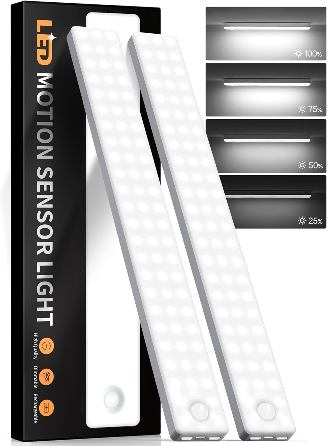 Auxoda 13 Inch Wireless Motion Sensor Light Indoor, Usb Rechargeable Battery Operated Step Light, Magnetic Stick On Lights For S