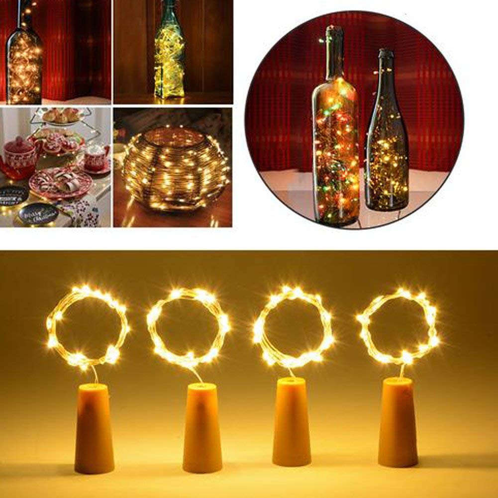 Vookry Wine Bottle Lights With Cork, 16 Pack 20Led Fairy Lights Battery Operated Mini Copper Wire Cork Lights For Liquor Bottles Diy Party Wedding Christmas Festival Bar Decoration(Warm White)