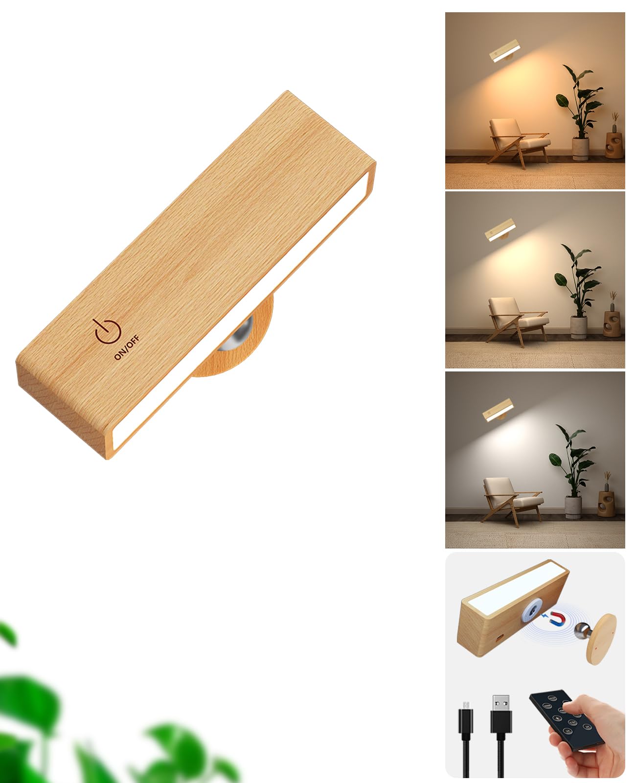 Yilaie Led Wall Sconces,Battery Operated Wall Sconce With Remote,Wall Lights For Bedroom Wireless,Cordless Wall Lamp With 3 Colo