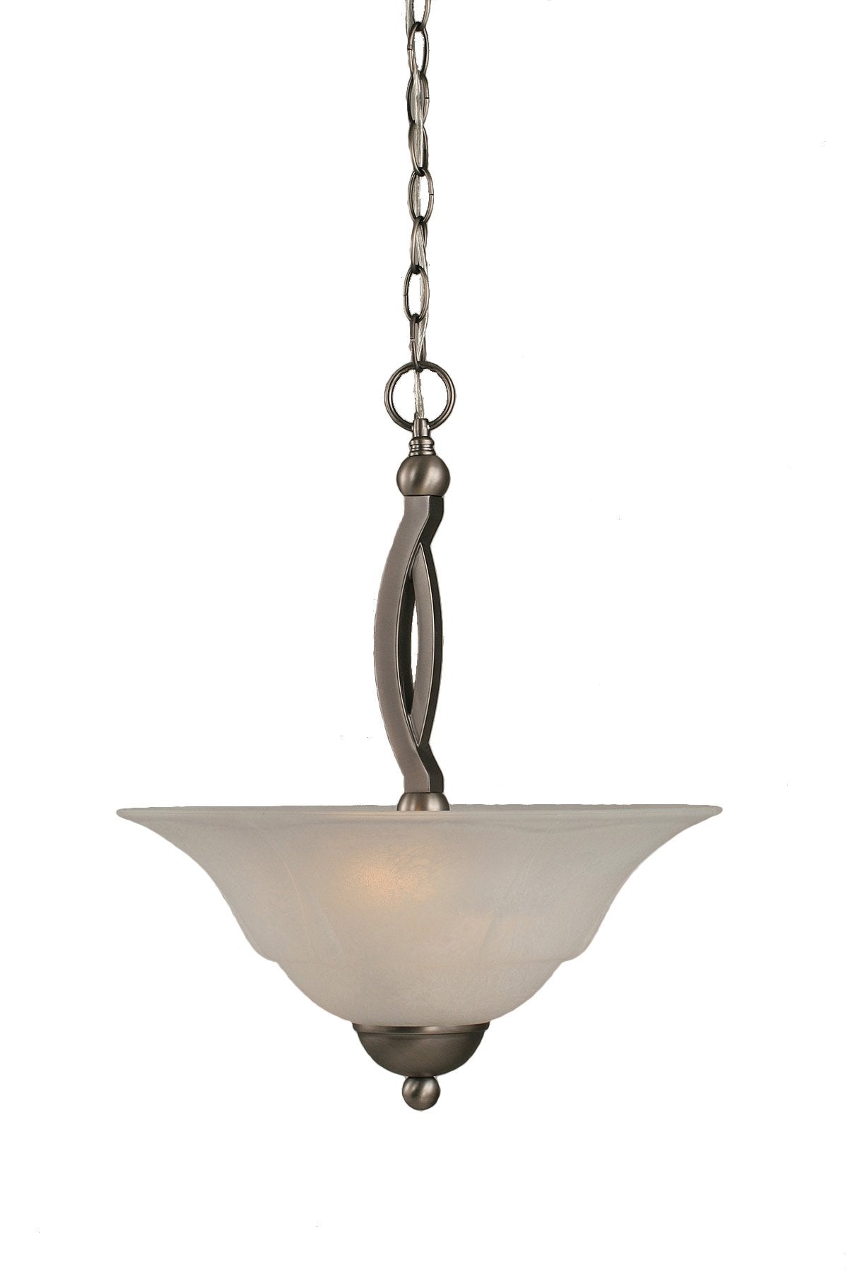 Toltech Lighting 274-Bn-53615 16-Inch Two-Bulb Up Light Pendant Brushed Nickel With White Marble Glass Shade