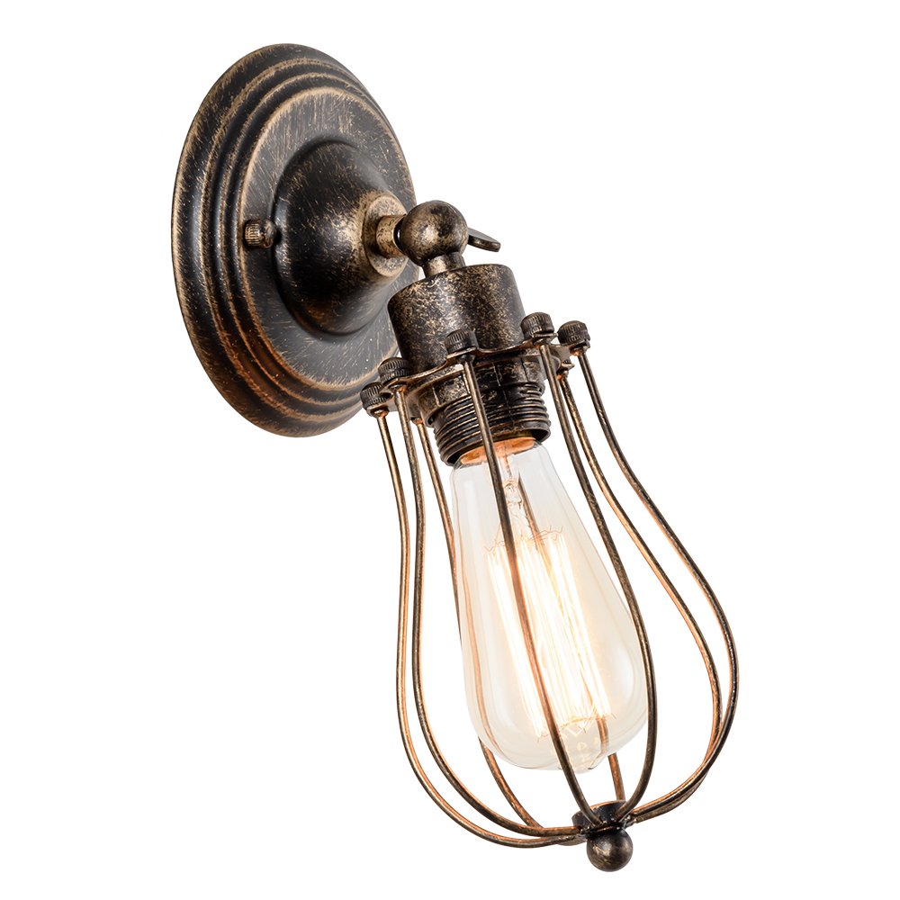 Vintage Wall Sconce Industrial Antique Oil Rubbed Mini Wire Long Cage Wall Lamp ;Moonkist (Oil Rubbed Bronze)