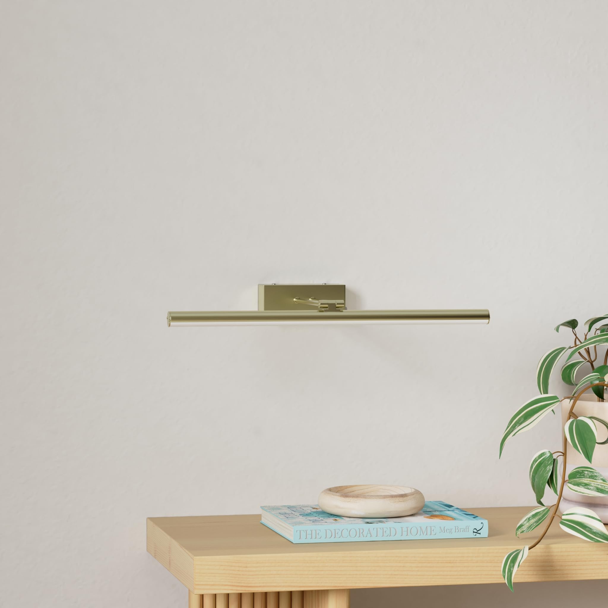 Howmzon 16 Battery Operated Picture Light - Metal Art Light In Antique Brass, Remote Control, Rechargeable, Model Hw202201Ab