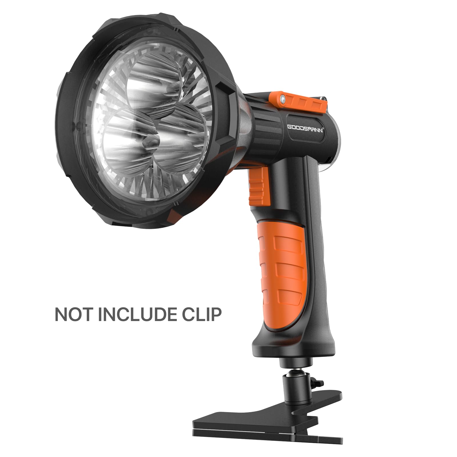 GOODSMANN 4000 Lumen Marine Spotlight, Rechargeable Handheld Searchlight, Black & Orange, Model 9903-C201-01, Includes Red Lens & Chargers