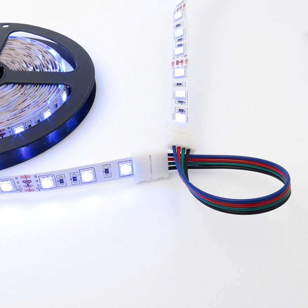 Icreating Led Strip Connectors 4 Pin  Rgb Led Light Connectors Kit Includes 5050 Led Connectors L Shape 4Pin 10Mm Led Light Strip Connectors