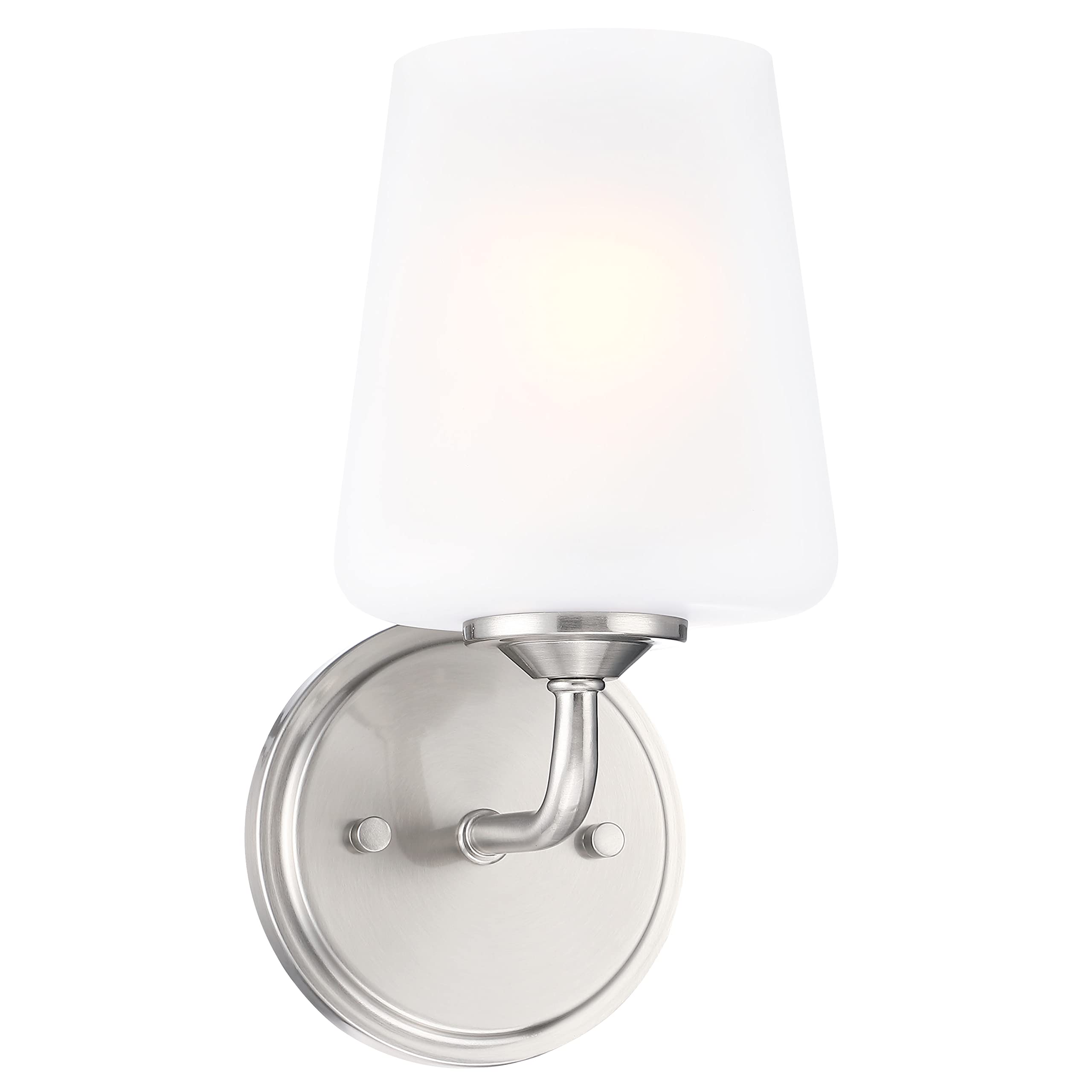 Design House Stasia Wall Sconce, 1-Light, Frosted Glass, Dimmable, Satin Nickel, 5.4 in L x 6.7 in W x 10.9